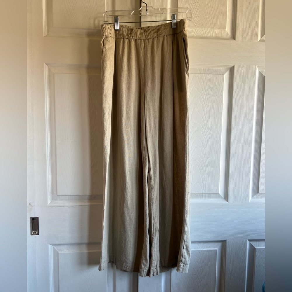 Zara Wide Leg Linen Pants with Pockets